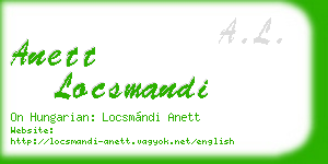 anett locsmandi business card