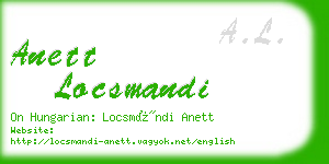 anett locsmandi business card